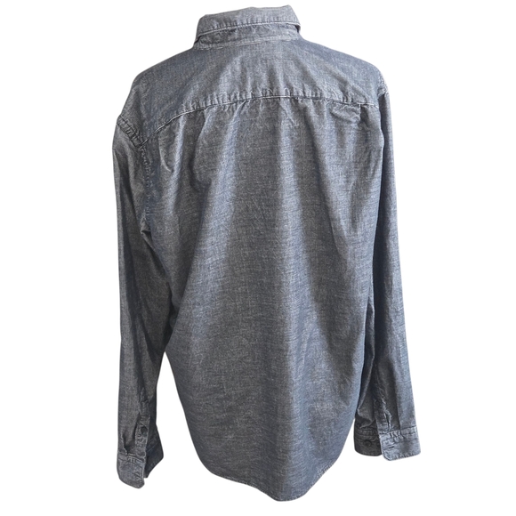 Express Women's L Gray Button-Up Shirt Long Sleeve Buttoned Collar Chest Pocket - Picture 3 of 16